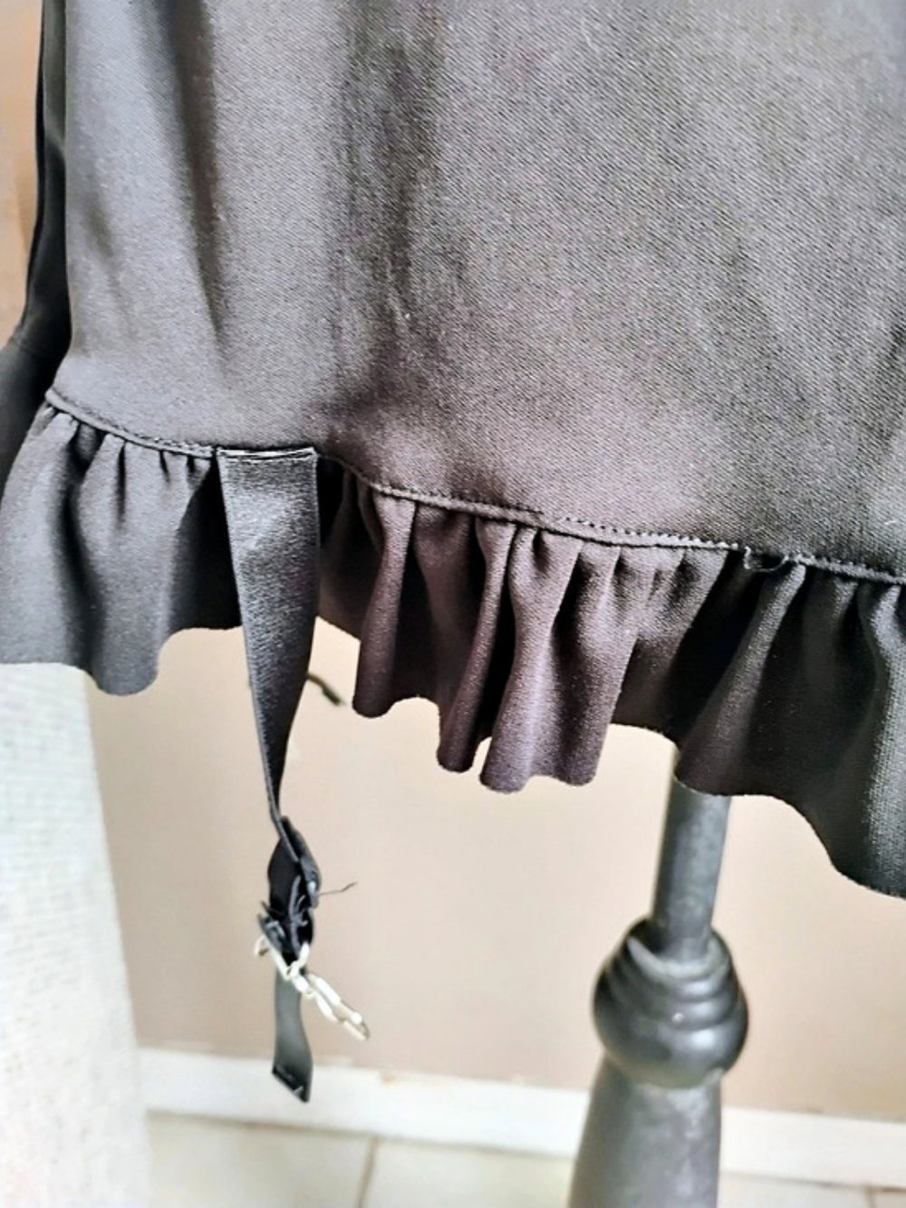 Black Ruffle Mini Dress With Garters - Picture 9 of 14